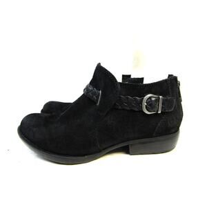 Born Womens Size 6 M Black Suede Zip Buckle Ankle Fashion Boots Bootie